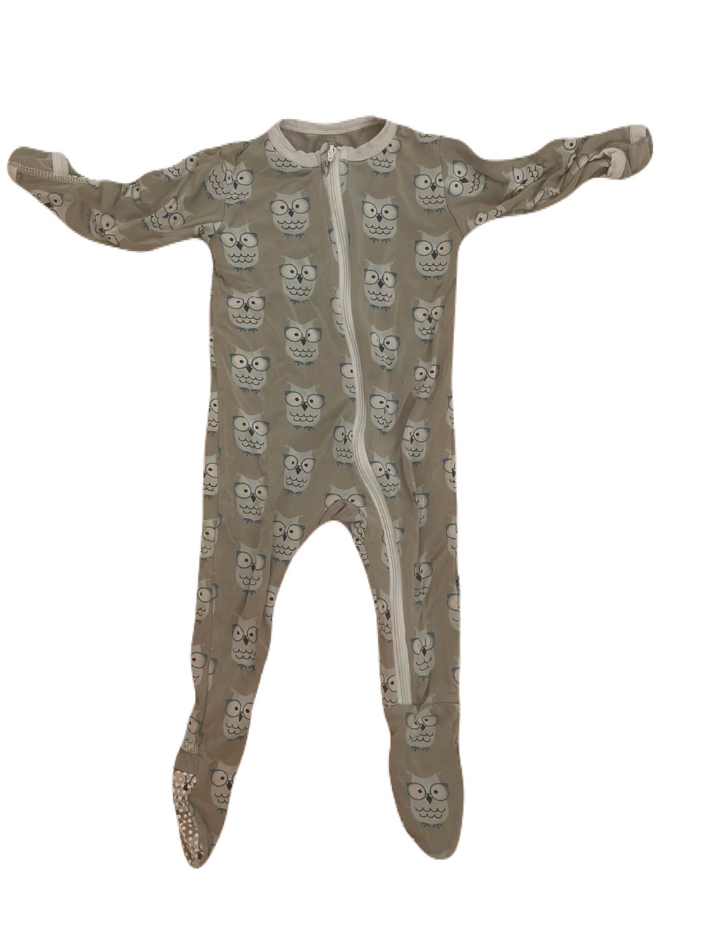 Kickee Pants Green Owl Print Footed One-Piece